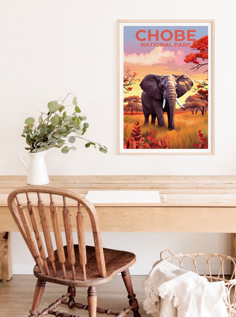 Chobe National Park Poster, Botswana Print, Botswana Art, Elephant Print, Safari Poster, Africa Poster, Chobe Print