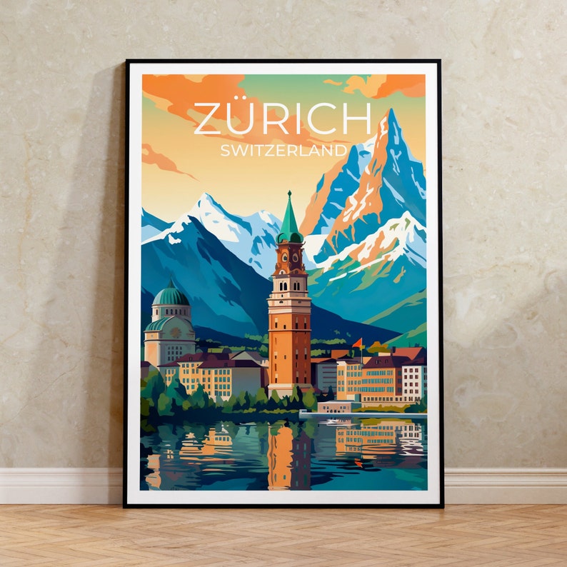 Zürich Travel Poster, Switzerland Wall Art, Switzerland Print, Zürich Poster, Zurich Art, City Poster, Wall Decor