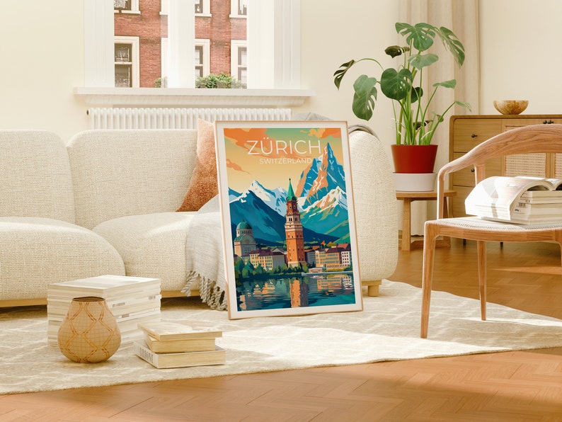 Zürich Travel Poster, Switzerland Wall Art, Switzerland Print, Zürich Poster, Zurich Art, City Poster, Wall Decor