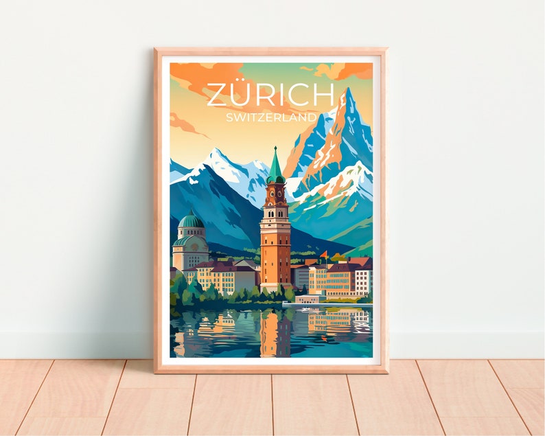 Zürich Travel Poster, Switzerland Wall Art, Switzerland Print, Zürich Poster, Zurich Art, City Poster, Wall Decor