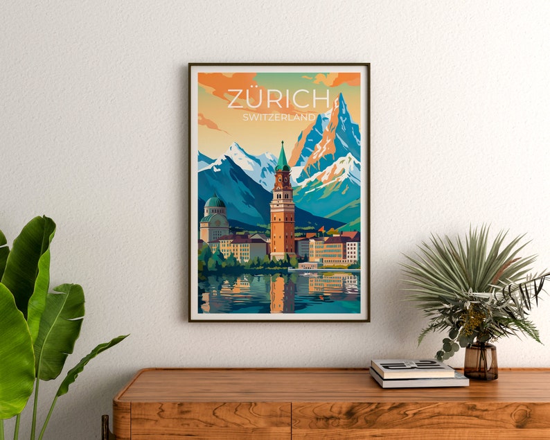 Zürich Travel Poster, Switzerland Wall Art, Switzerland Print, Zürich Poster, Zurich Art, City Poster, Wall Decor