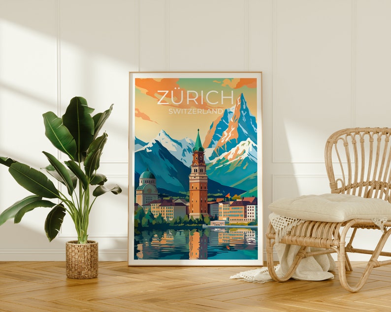 Zürich Travel Poster, Switzerland Wall Art, Switzerland Print, Zürich Poster, Zurich Art, City Poster, Wall Decor