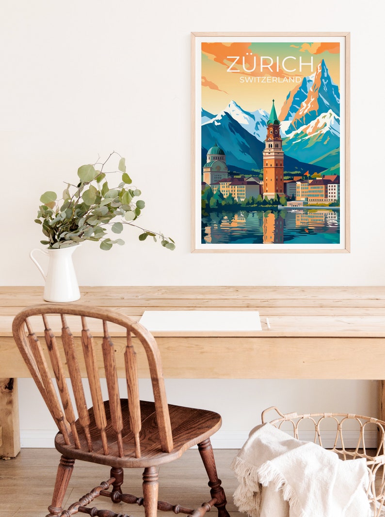 Zürich Travel Poster, Switzerland Wall Art, Switzerland Print, Zürich Poster, Zurich Art, City Poster, Wall Decor