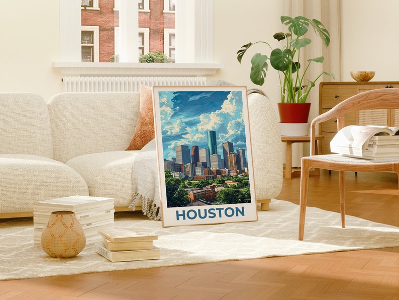 Houston Travel Poster, Texas Wall Art, Texas Print, Houston Poster, Texas Poster, City Poster, Houston Art