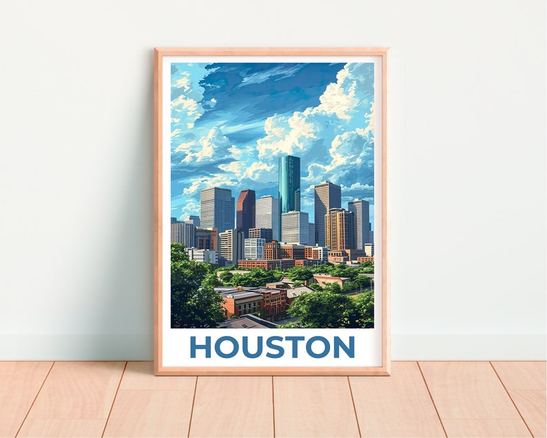 Houston Travel Poster, Texas Wall Art, Texas Print, Houston Poster, Texas Poster, City Poster, Houston Art