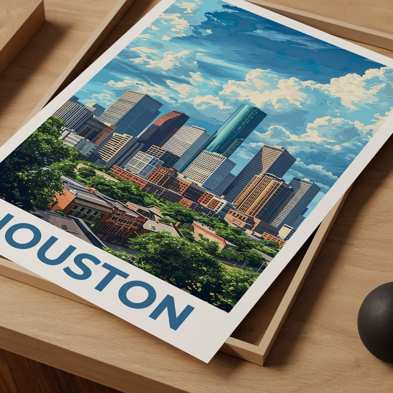 Houston Travel Poster, Texas Wall Art, Texas Print, Houston Poster, Texas Poster, City Poster, Houston Art