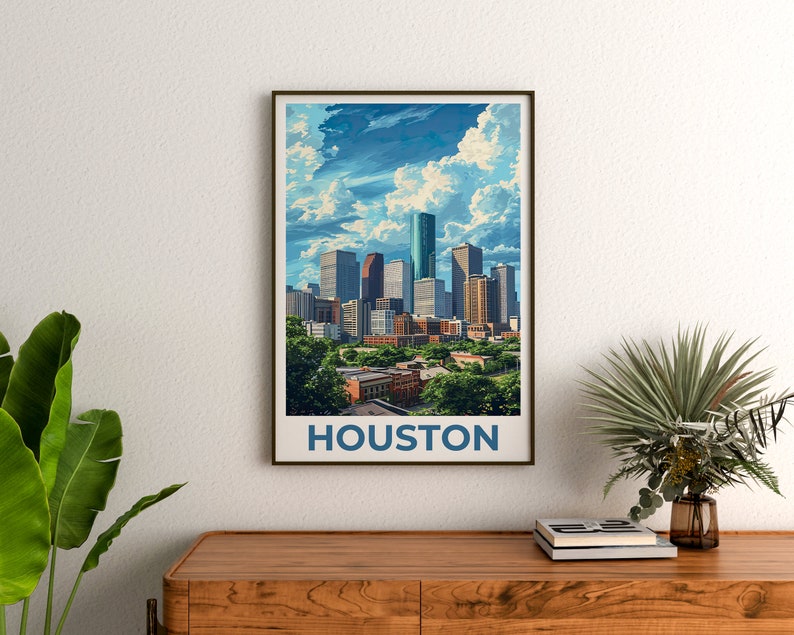 Houston Travel Poster, Texas Wall Art, Texas Print, Houston Poster, Texas Poster, City Poster, Houston Art