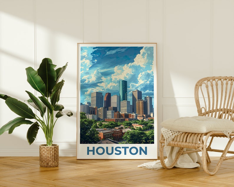 Houston Travel Poster, Texas Wall Art, Texas Print, Houston Poster, Texas Poster, City Poster, Houston Art