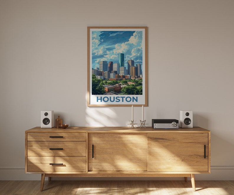 Houston Travel Poster, Texas Wall Art, Texas Print, Houston Poster, Texas Poster, City Poster, Houston Art