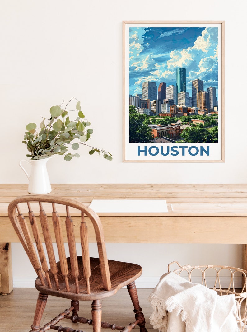 Houston Travel Poster, Texas Wall Art, Texas Print, Houston Poster, Texas Poster, City Poster, Houston Art