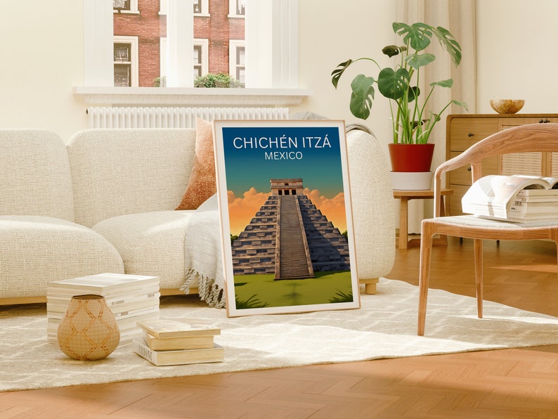 Chichén Itzá Poster, Mexico Wall Art, Mexico Print, Chichén Itzá Poster, Mayan Poster, Temple Poster, Chichén Itzá Wall Art