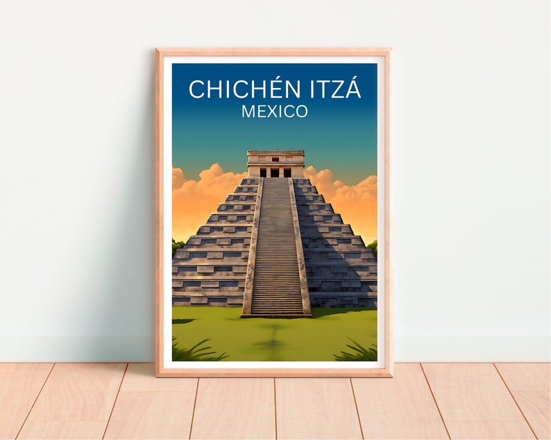 Chichén Itzá Poster, Mexico Wall Art, Mexico Print, Chichén Itzá Poster, Mayan Poster, Temple Poster, Chichén Itzá Wall Art