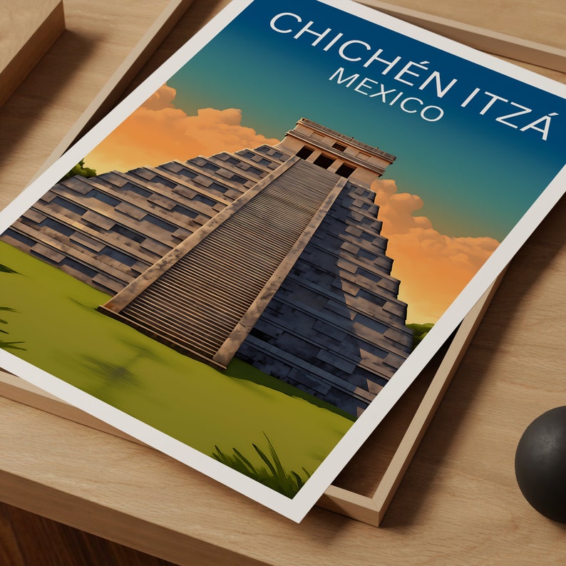 Chichén Itzá Poster, Mexico Wall Art, Mexico Print, Chichén Itzá Poster, Mayan Poster, Temple Poster, Chichén Itzá Wall Art