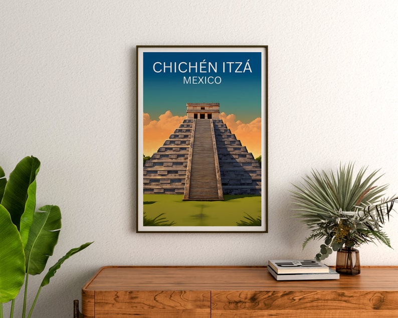 Chichén Itzá Poster, Mexico Wall Art, Mexico Print, Chichén Itzá Poster, Mayan Poster, Temple Poster, Chichén Itzá Wall Art