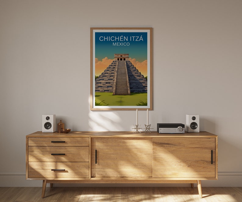 Chichén Itzá Poster, Mexico Wall Art, Mexico Print, Chichén Itzá Poster, Mayan Poster, Temple Poster, Chichén Itzá Wall Art