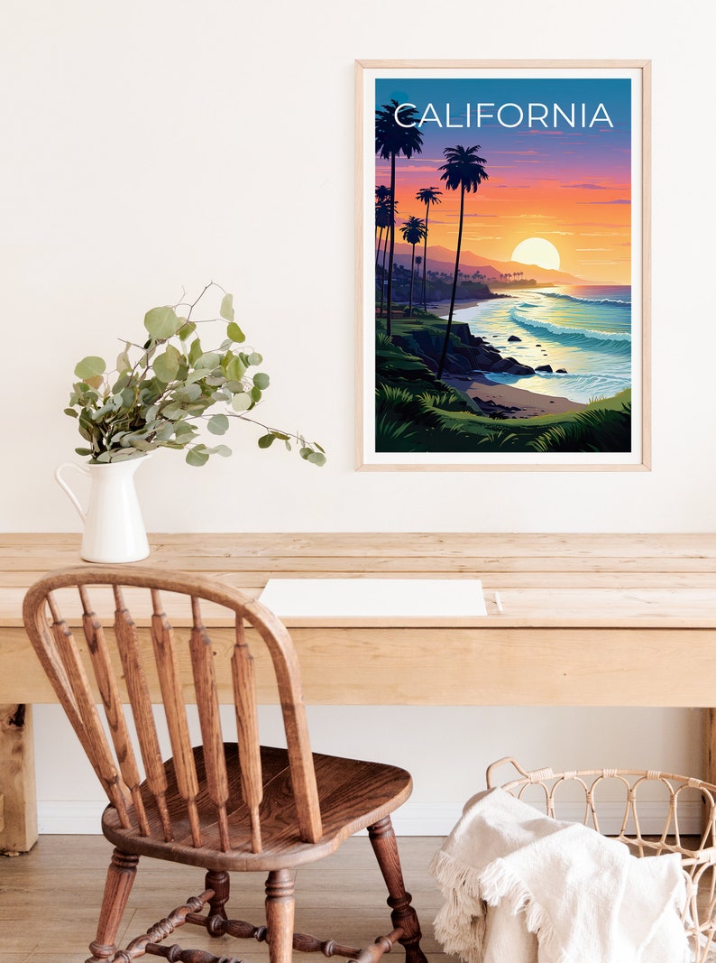 Affiche de voyage en Californie, art mural SoCal, impression Socal, affiche de Californie, affiche de plage, affiche de nature, impression de Californie