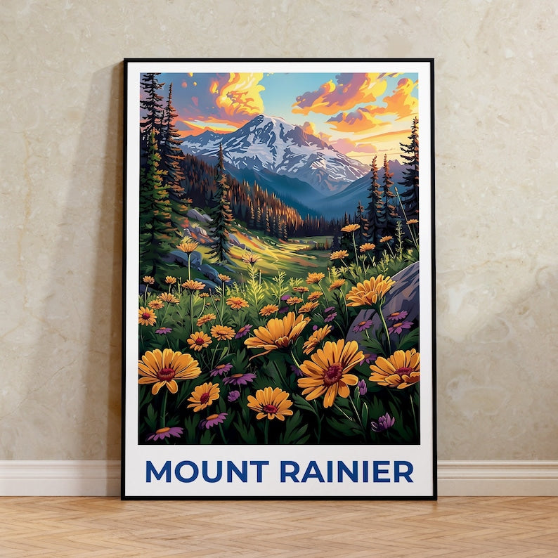 Affiche du mont Rainier, Impression du mont Rainier, Affiche de Washington, Affiche du parc national du mont Rainier, Impression de Washington