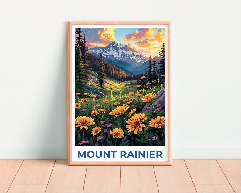Affiche du mont Rainier, Impression du mont Rainier, Affiche de Washington, Affiche du parc national du mont Rainier, Impression de Washington