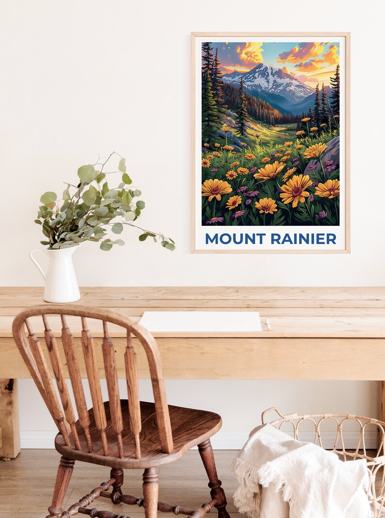 Affiche du mont Rainier, Impression du mont Rainier, Affiche de Washington, Affiche du parc national du mont Rainier, Impression de Washington