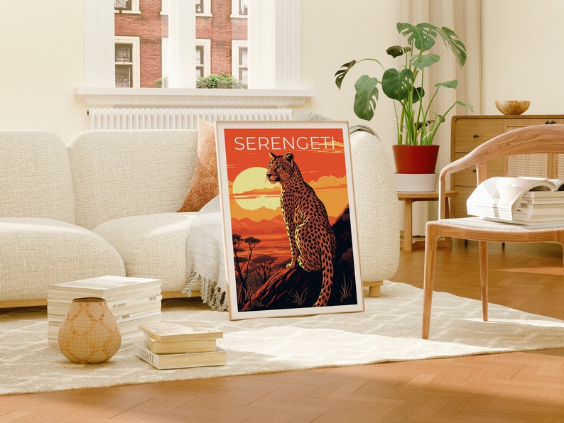 Serengeti Travel Poster, Cheetah Wall Art, Cheetah Print, Serengeti Poster, Cheetah Poster, Safari Poster, Serengeti Print