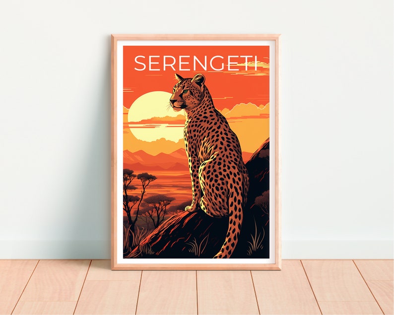 Serengeti Travel Poster, Cheetah Wall Art, Cheetah Print, Serengeti Poster, Cheetah Poster, Safari Poster, Serengeti Print