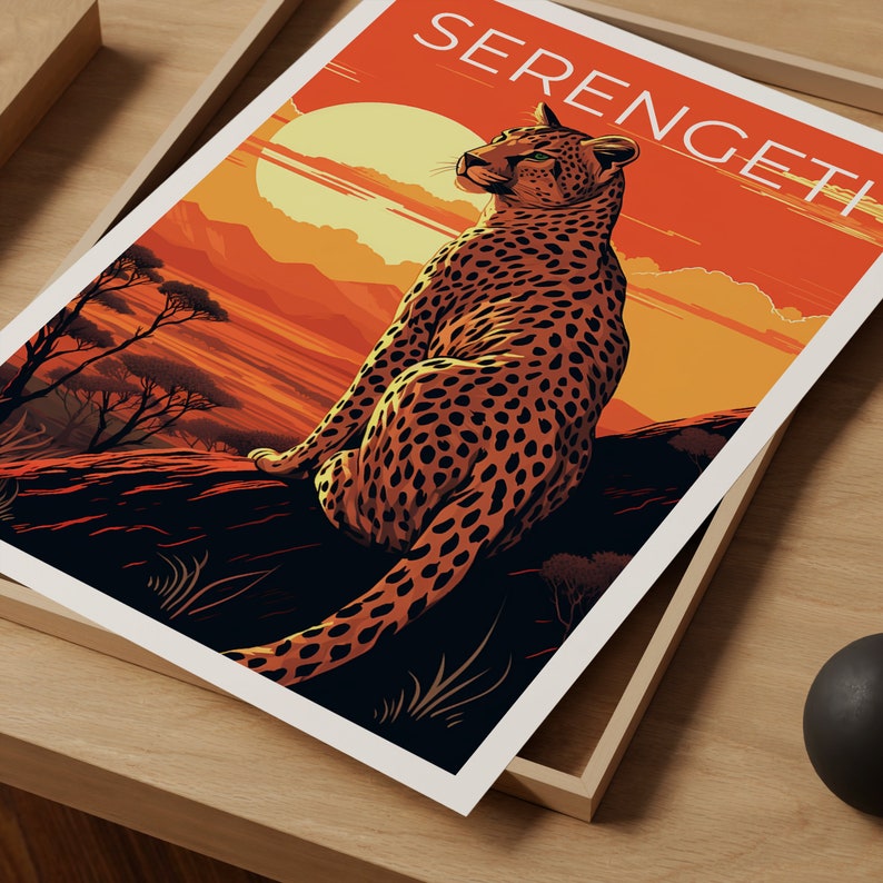 Serengeti Travel Poster, Cheetah Wall Art, Cheetah Print, Serengeti Poster, Cheetah Poster, Safari Poster, Serengeti Print