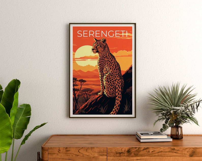 Serengeti Travel Poster, Cheetah Wall Art, Cheetah Print, Serengeti Poster, Cheetah Poster, Safari Poster, Serengeti Print