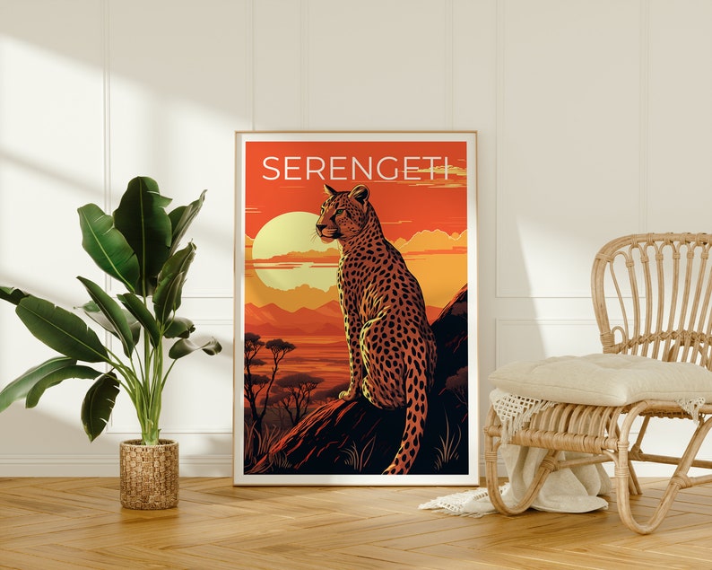 Serengeti Travel Poster, Cheetah Wall Art, Cheetah Print, Serengeti Poster, Cheetah Poster, Safari Poster, Serengeti Print