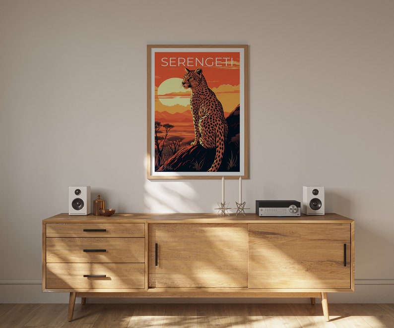 Serengeti Travel Poster, Cheetah Wall Art, Cheetah Print, Serengeti Poster, Cheetah Poster, Safari Poster, Serengeti Print