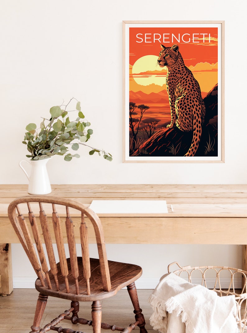 Serengeti Travel Poster, Cheetah Wall Art, Cheetah Print, Serengeti Poster, Cheetah Poster, Safari Poster, Serengeti Print
