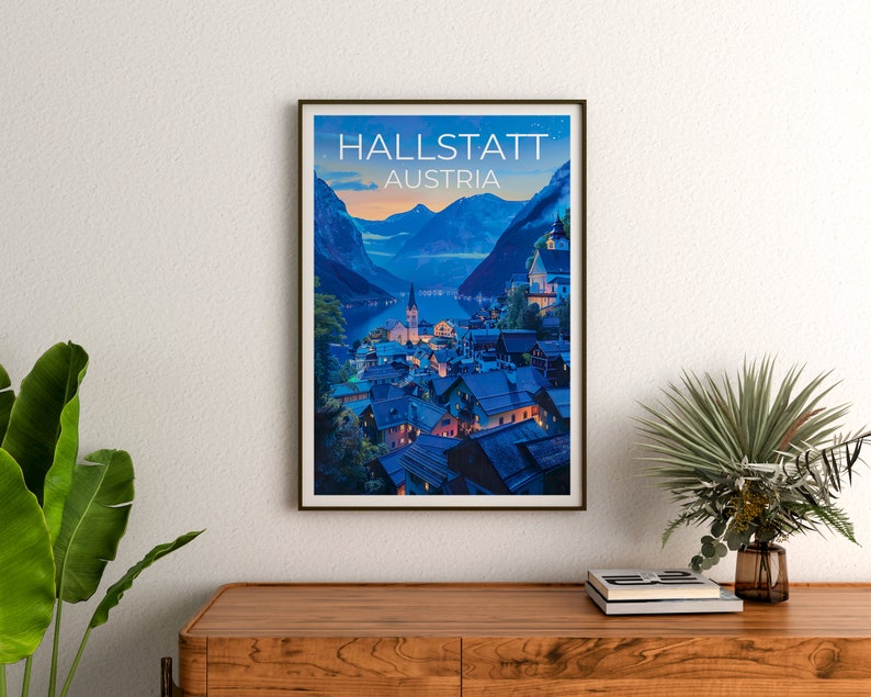 Hallstatt Travel Poster, Austria Wall Art, Austria Print, Hallstatt Poster, Austria Poster, Europe Poster, Austria Art