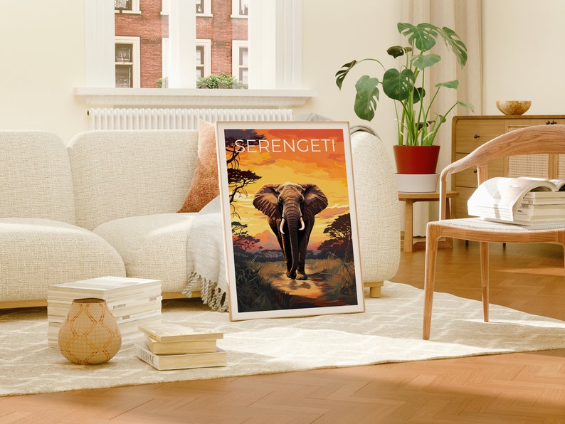Serengeti Travel Poster, Africa Wall Art, Africa Print, Serengeti Poster, Africa Poster, Nature Poster, Serengeti Art