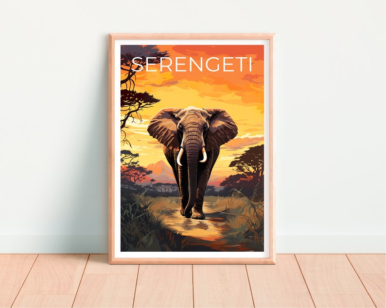 Serengeti Travel Poster, Africa Wall Art, Africa Print, Serengeti Poster, Africa Poster, Nature Poster, Serengeti Art