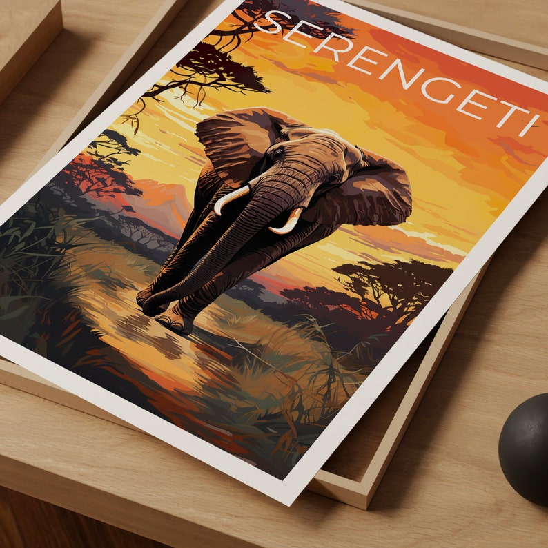 Serengeti Travel Poster, Africa Wall Art, Africa Print, Serengeti Poster, Africa Poster, Nature Poster, Serengeti Art