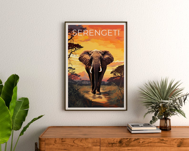 Serengeti Travel Poster, Africa Wall Art, Africa Print, Serengeti Poster, Africa Poster, Nature Poster, Serengeti Art