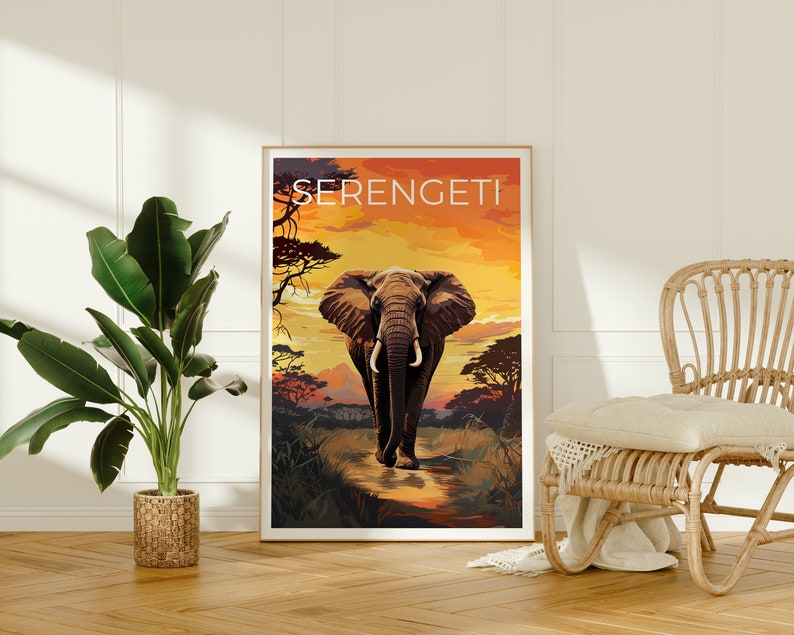 Serengeti Travel Poster, Africa Wall Art, Africa Print, Serengeti Poster, Africa Poster, Nature Poster, Serengeti Art