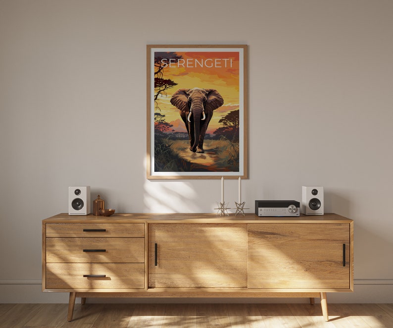 Serengeti Travel Poster, Africa Wall Art, Africa Print, Serengeti Poster, Africa Poster, Nature Poster, Serengeti Art