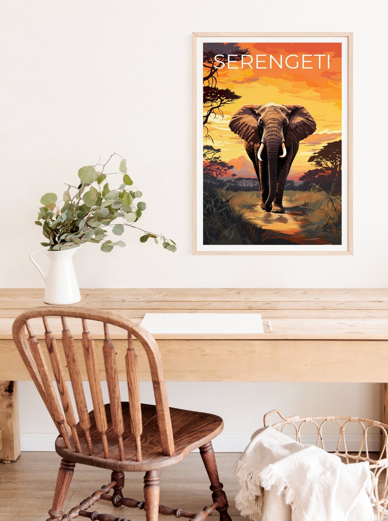Serengeti Travel Poster, Africa Wall Art, Africa Print, Serengeti Poster, Africa Poster, Nature Poster, Serengeti Art