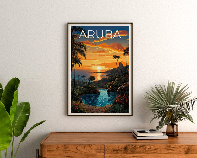 Aruba Travel Poster, Island Wall Art, Island Print, Aruba Poster, Island Poster, Nature Poster, Aruba Art