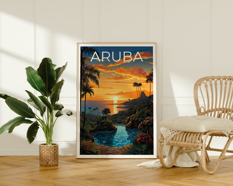 Aruba Travel Poster, Island Wall Art, Island Print, Aruba Poster, Island Poster, Nature Poster, Aruba Art
