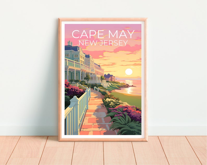 Cape May Travel Poster, New Jersey Wall Art, New Jersey Print, Cape May Poster, New Jersey Poster, Cape May Print