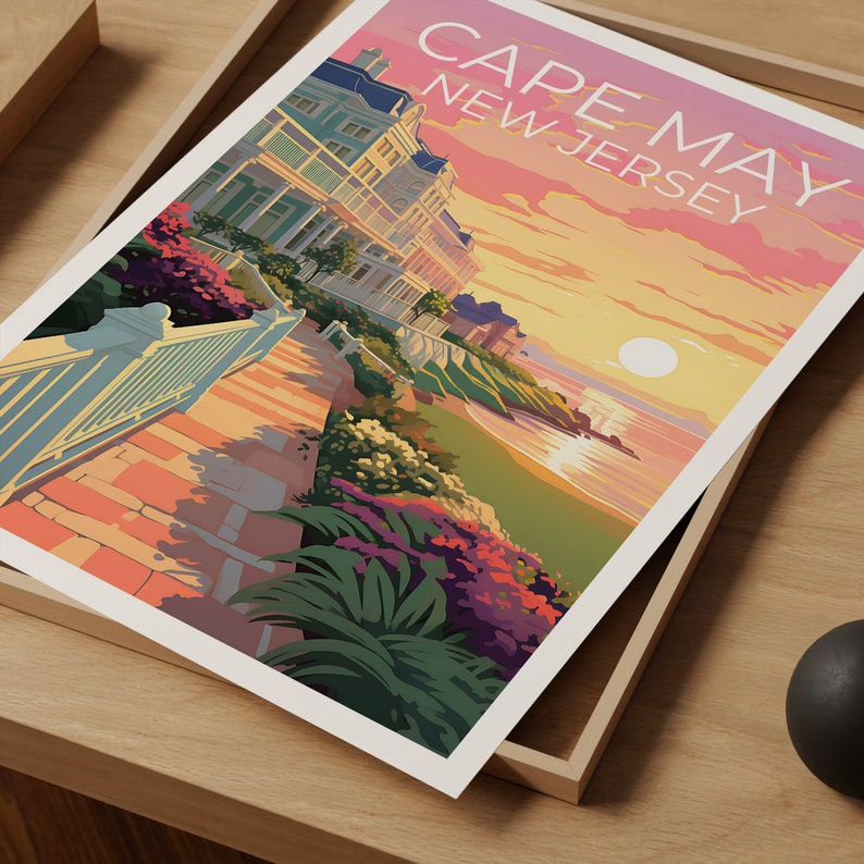 Cape May Travel Poster, New Jersey Wall Art, New Jersey Print, Cape May Poster, New Jersey Poster, Cape May Print