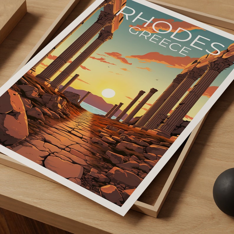 Rhodes Travel Poster, Greece Wall Art, Greece Print, Rhodes Poster, Greece Poster, Island Poster, Rhodes Art