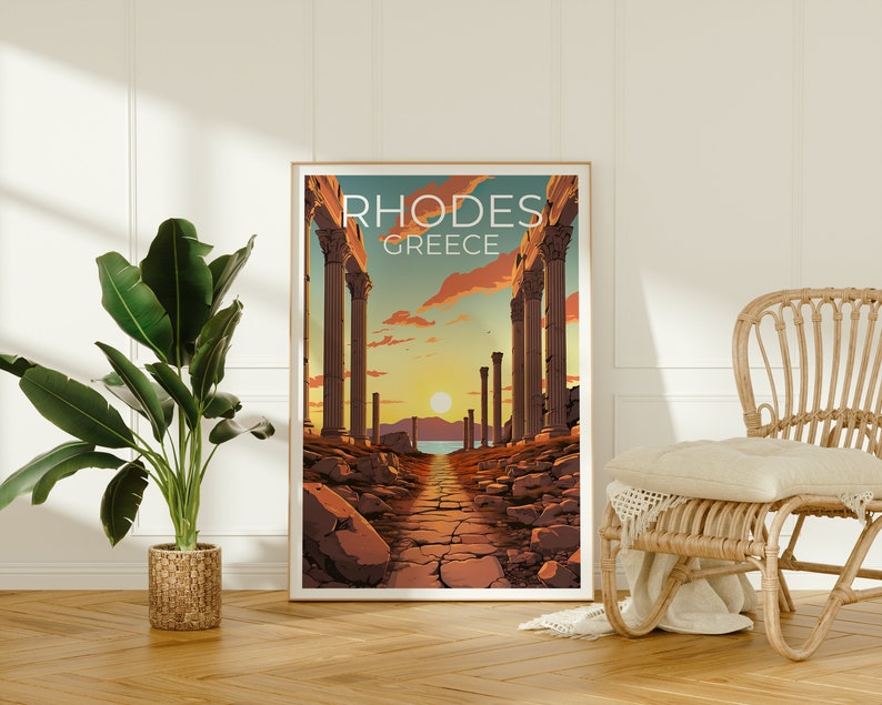 Rhodes Travel Poster, Greece Wall Art, Greece Print, Rhodes Poster, Greece Poster, Island Poster, Rhodes Art