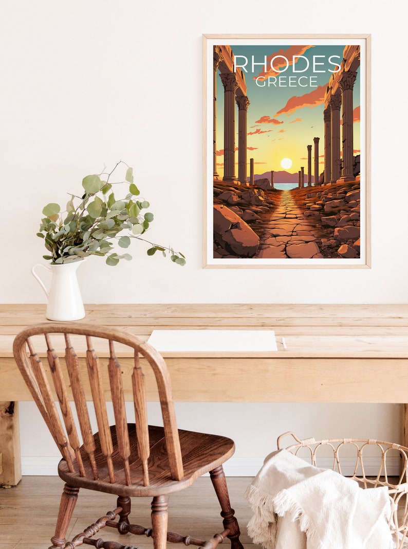 Rhodes Travel Poster, Greece Wall Art, Greece Print, Rhodes Poster, Greece Poster, Island Poster, Rhodes Art