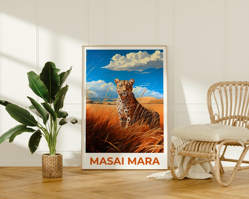 Masai Mara Travel Poster, Kenya Wall Art, Kenya Print, Masai Mara Poster, Africa Poster, Safari Poster, Masai Mara Art