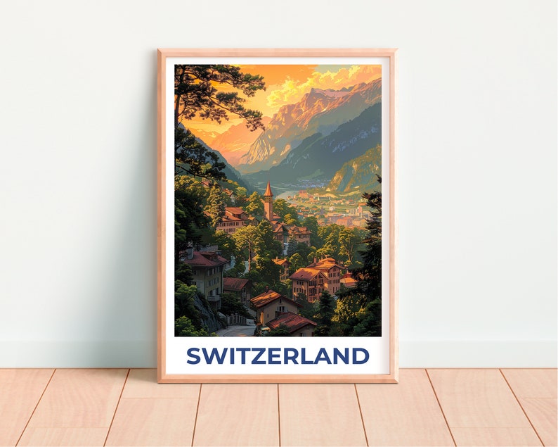 Switzerland Poster, Switzerland Print, Swiss Village Poster, Lucerne Poster, Switzerland Travel Poster, Lucerne Art, Europe Poster