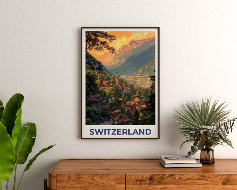 Switzerland Poster, Switzerland Print, Swiss Village Poster, Lucerne Poster, Switzerland Travel Poster, Lucerne Art, Europe Poster