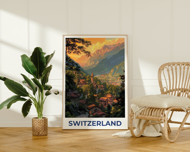 Switzerland Poster, Switzerland Print, Swiss Village Poster, Lucerne Poster, Switzerland Travel Poster, Lucerne Art, Europe Poster