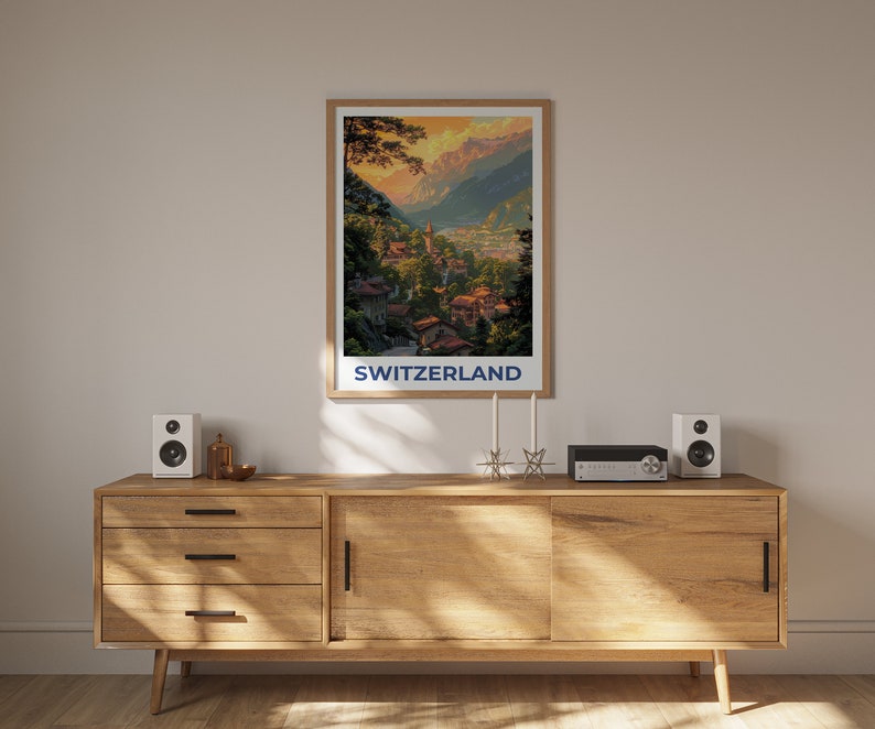 Switzerland Poster, Switzerland Print, Swiss Village Poster, Lucerne Poster, Switzerland Travel Poster, Lucerne Art, Europe Poster